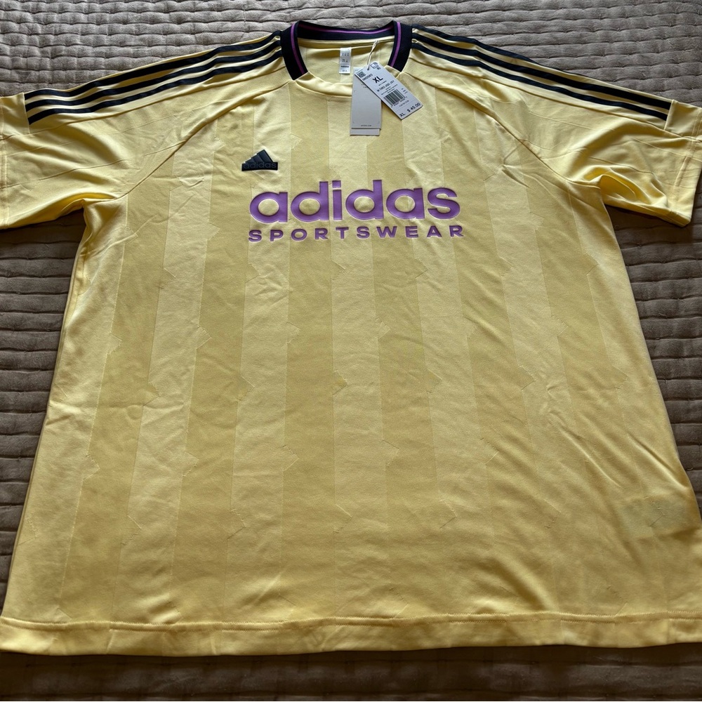 NWT Adidas Sportswear Vintage Style Yellow, Purple Soccer 
Jersey Size XL